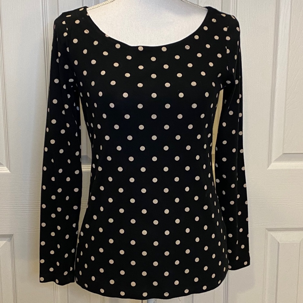 Banana Republic top black with cream dots size M